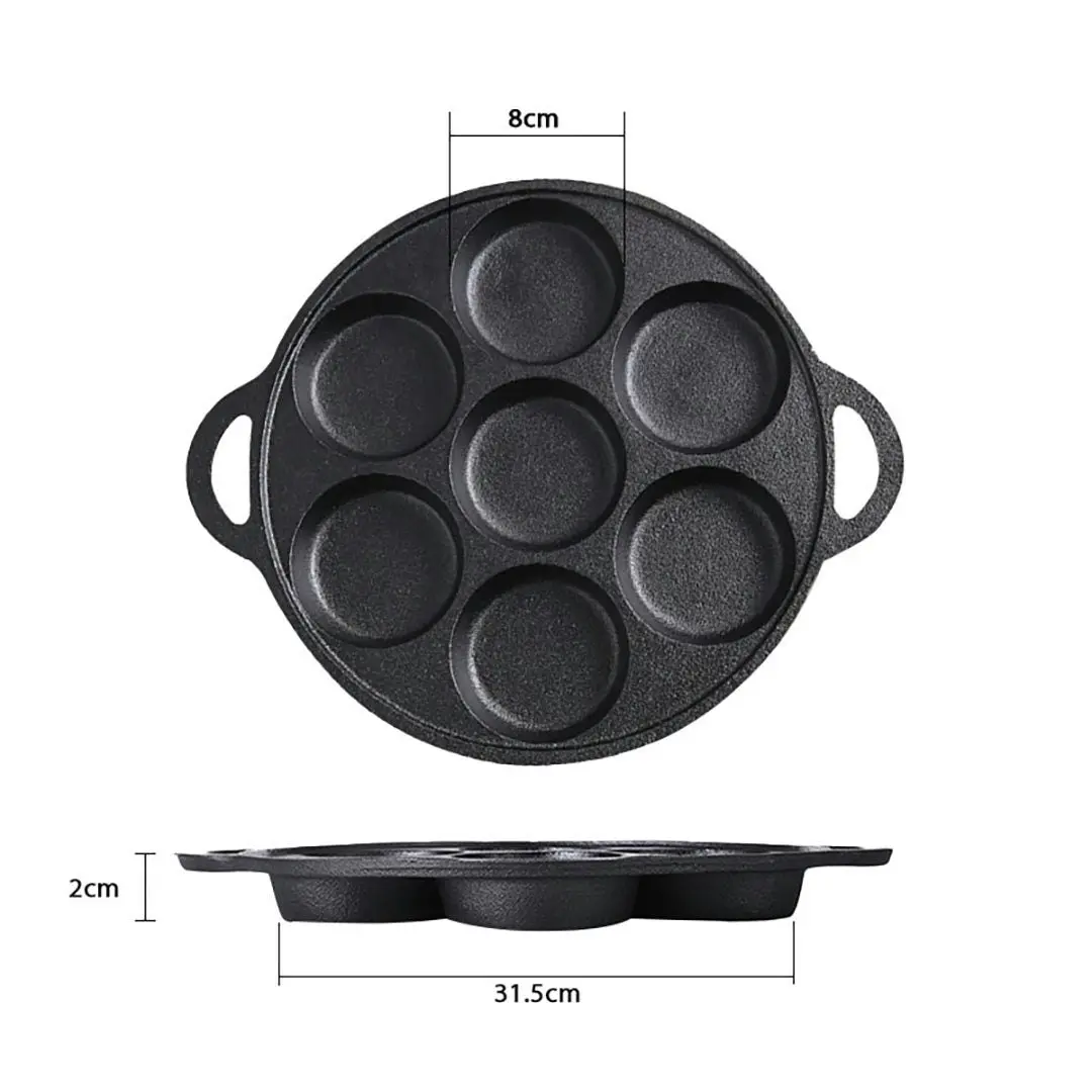 Soga 31.5cm Cast Iron Takoyaki Fry Pan Octopus Balls Maker 7 Hole Cavities Grill Mold