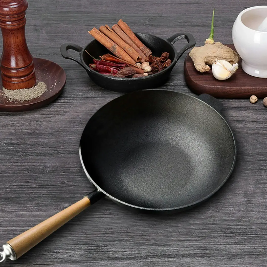 Soga 31cm Commercial Cast Iron Wok FryPan Fry Pan