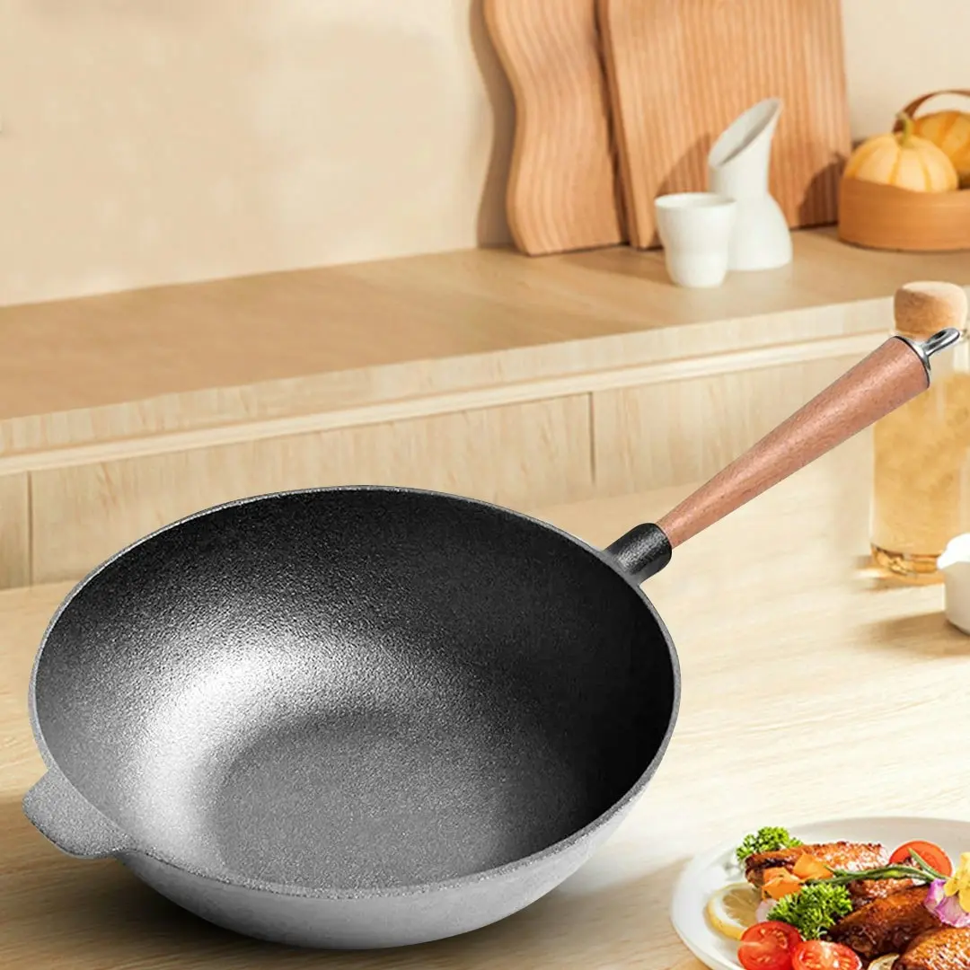 Soga 31cm Commercial Cast Iron Wok FryPan Fry Pan