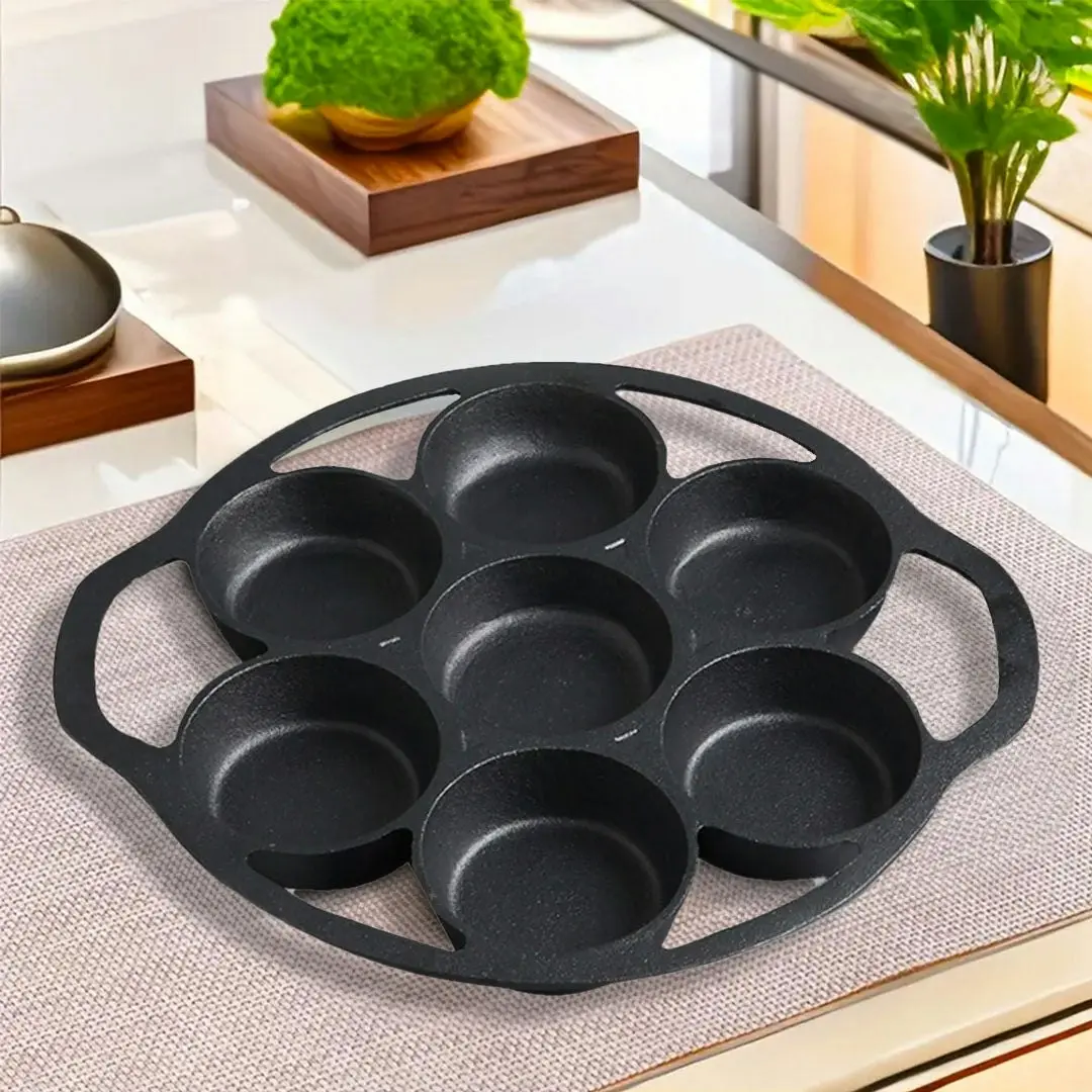 Soga 32cm Cast Iron Takoyaki Fry Pan Octopus Balls Maker 7 Hole Cavities Grill Mold