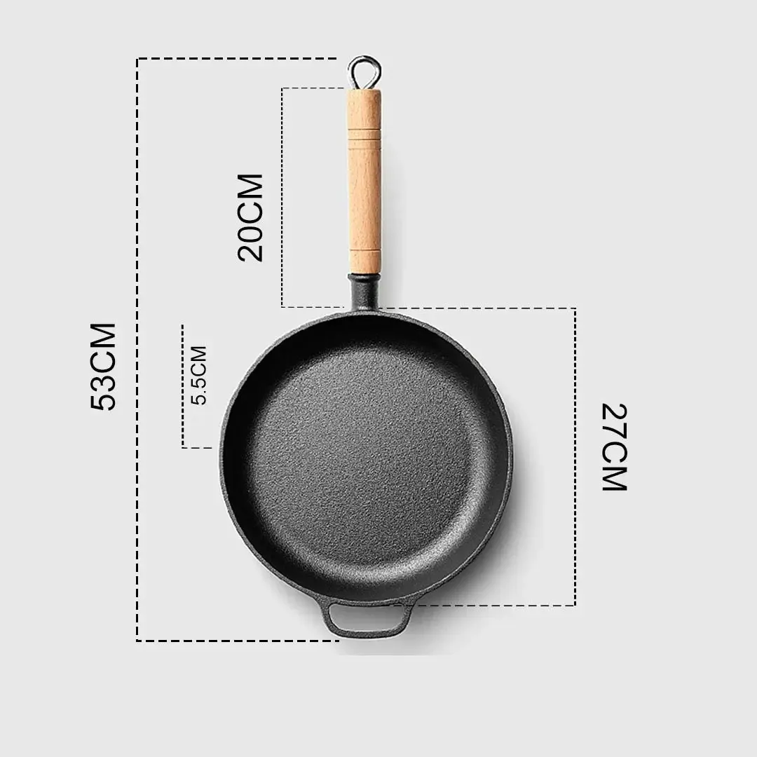 Soga 27cm Round Cast Iron Frying Pan Skillet Steak Sizzle Platter with Helper Handle