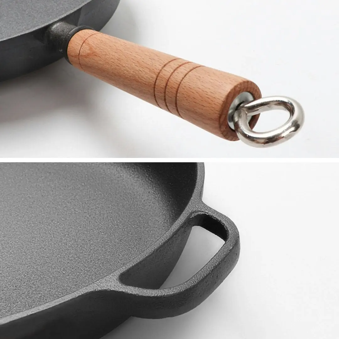 Soga 27cm Round Cast Iron Frying Pan Skillet Steak Sizzle Platter with Helper Handle