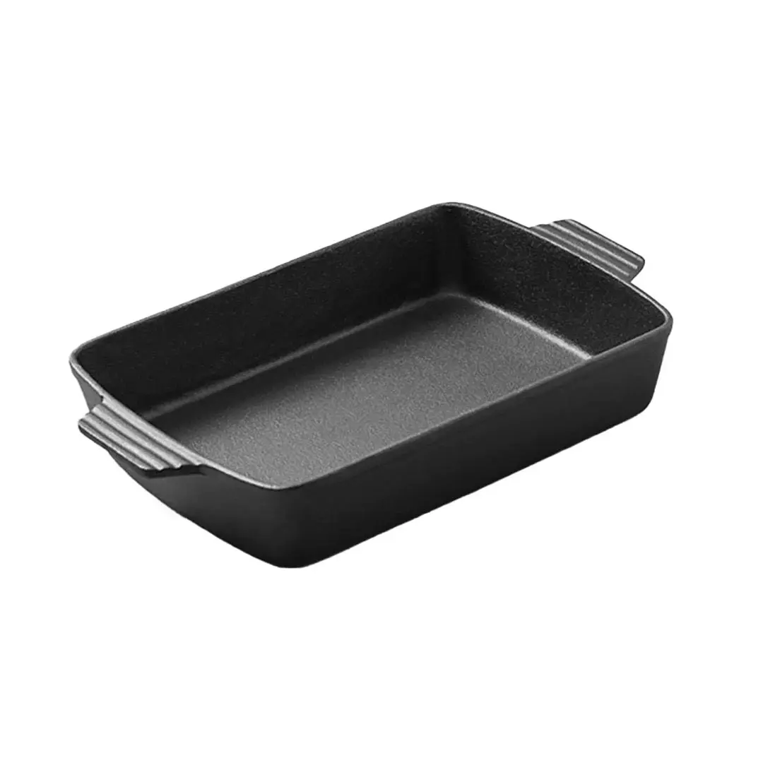 Soga 38cm Cast Iron Rectangle Bread Cake Baking Dish Lasagna Roasting Pan