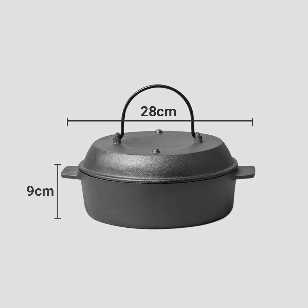 Soga 28cm Cast Iron Dutch Oven Pre-Seasoned Cast Iron Pot with Lid