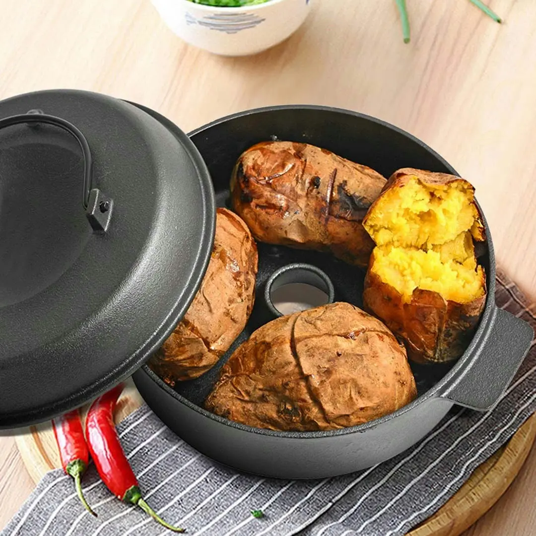 Soga 28cm Cast Iron Dutch Oven Pre-Seasoned Cast Iron Pot with Lid