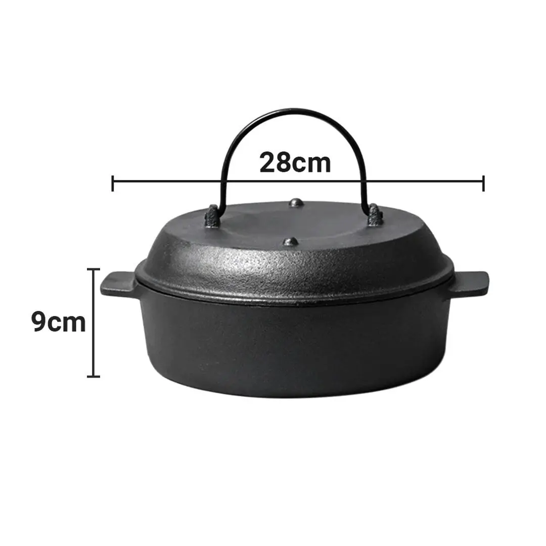 Soga 28cm Cast Iron Dutch Oven Pre-Seasoned Cast Iron Pot with Lid