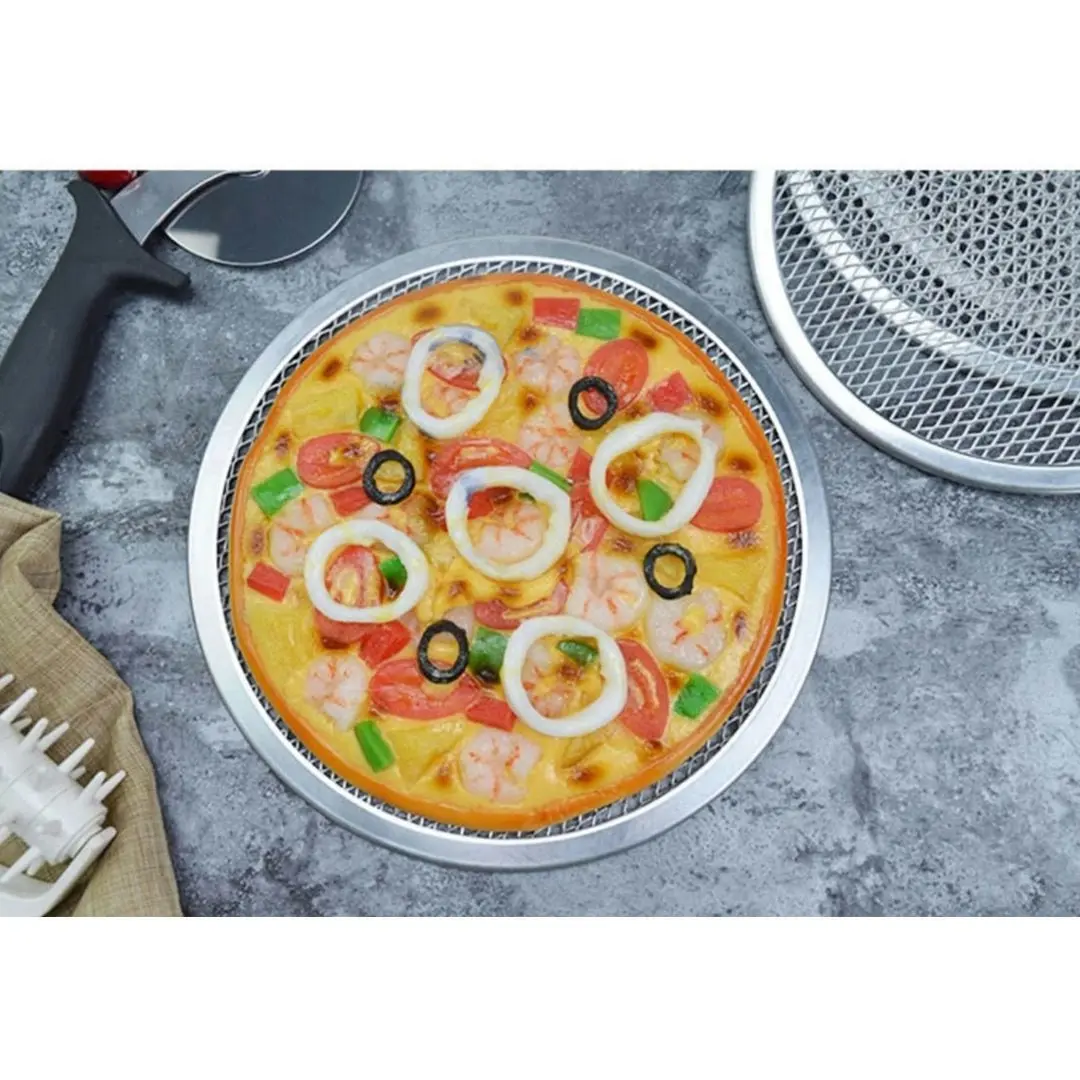 Soga 8-inch Round Seamless Aluminium Nonstick Commercial Grade Pizza Screen Baking Pan