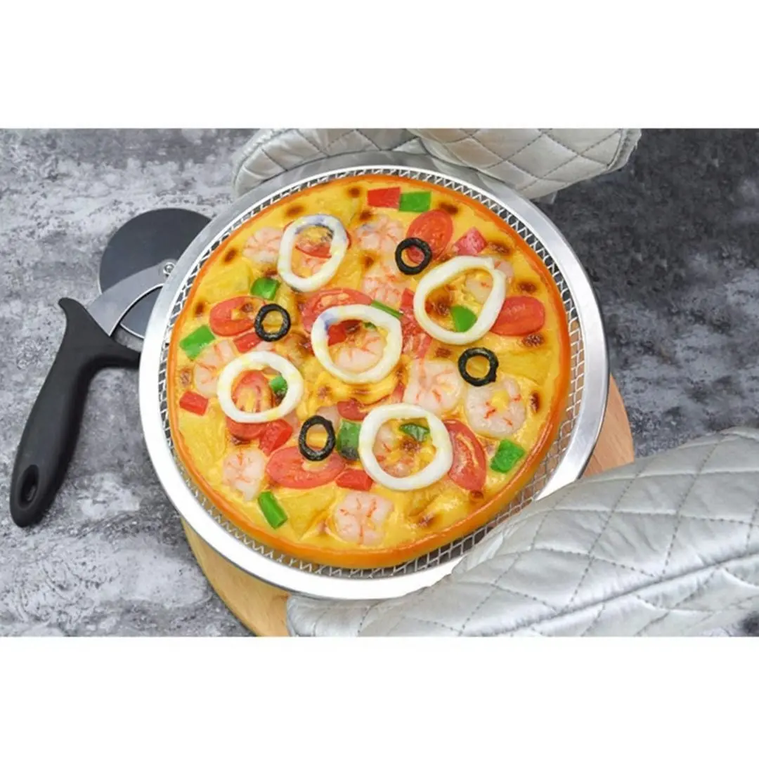 Soga 8-inch Round Seamless Aluminium Nonstick Commercial Grade Pizza Screen Baking Pan