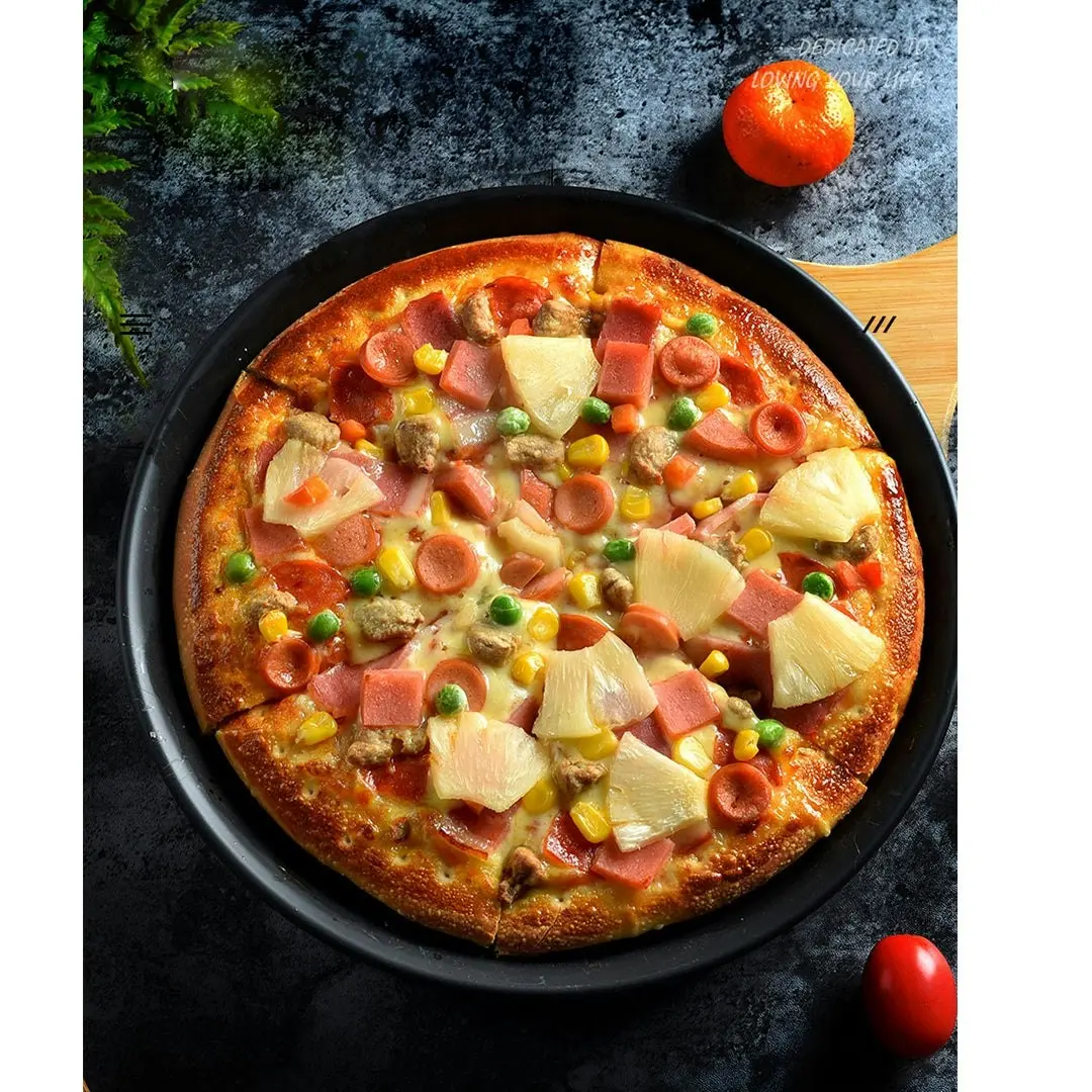 Soga 7-inch Round Black Steel Non-stick Pizza Tray Oven Baking Plate Pan