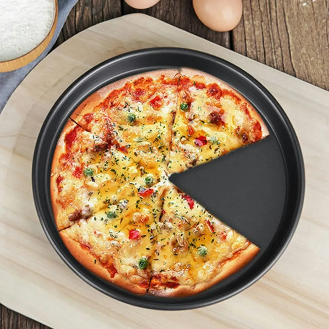 Soga 7-inch Round Black Steel Non-stick Pizza Tray Oven Baking Plate Pan