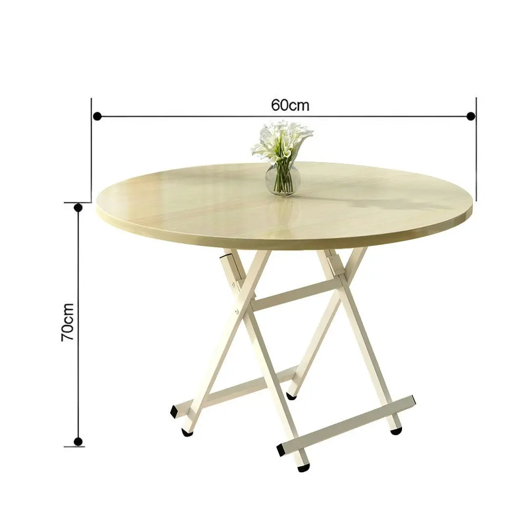 Soga Maple Grain Dining Table Portable Round Surface Space Saving Folding Desk Home Decor