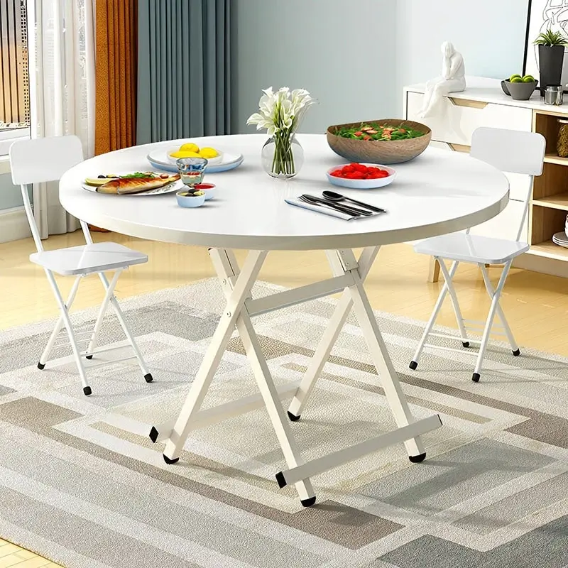 Soga White Dining Table Portable Round Surface Space Saving Folding Desk Home Decor