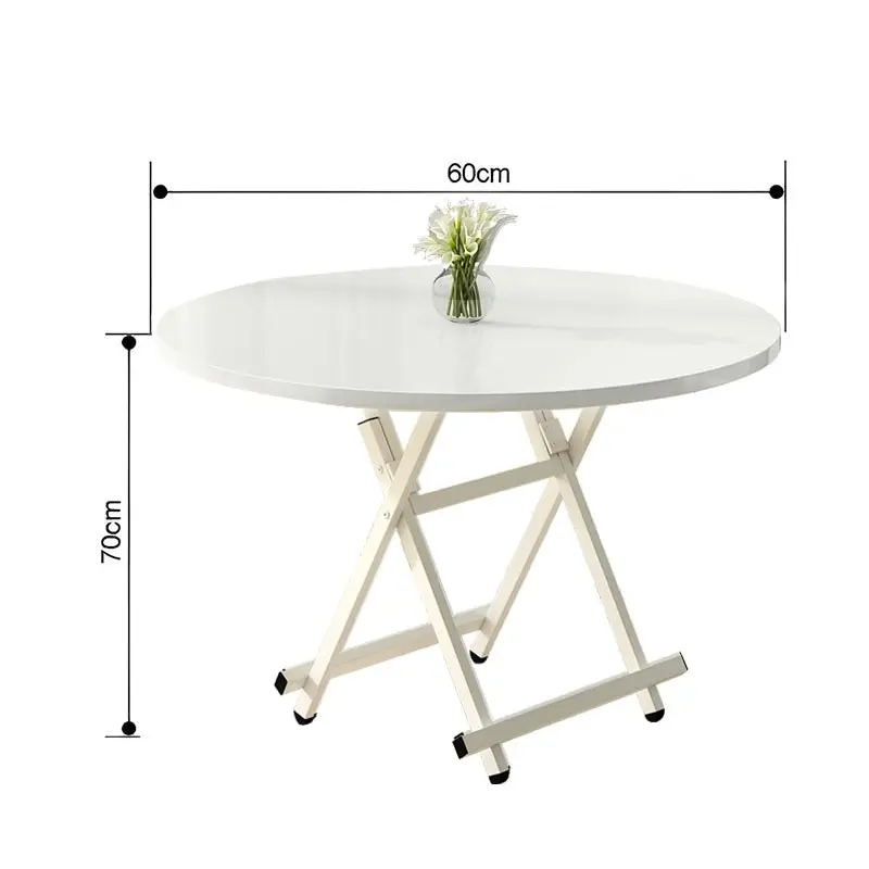 Soga White Dining Table Portable Round Surface Space Saving Folding Desk Home Decor