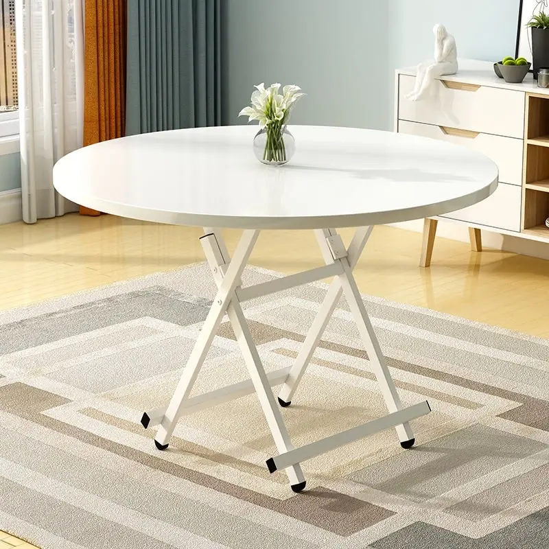 Soga White Dining Table Portable Round Surface Space Saving Folding Desk Home Decor