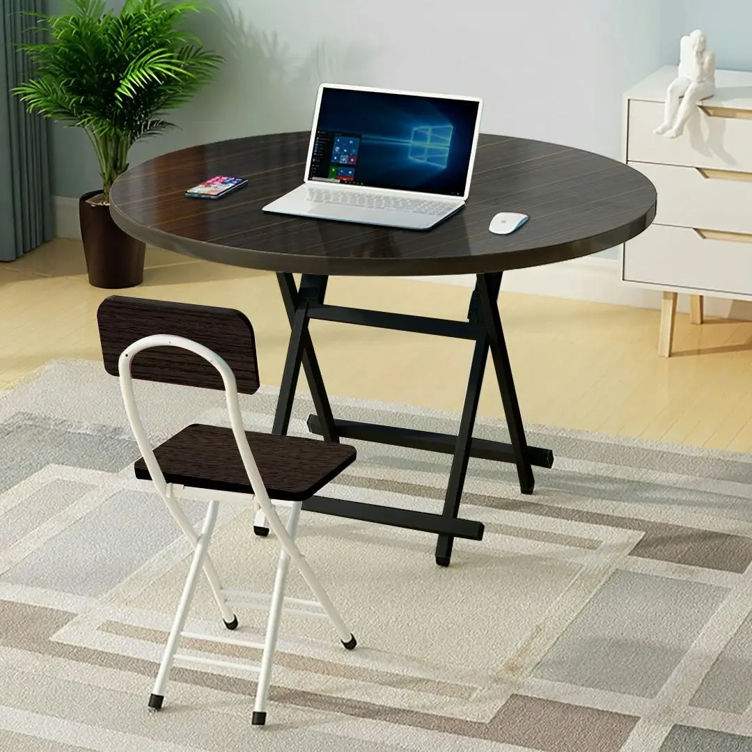 Soga Black Dining Table Portable Round Surface Space Saving Folding Desk Home Decor