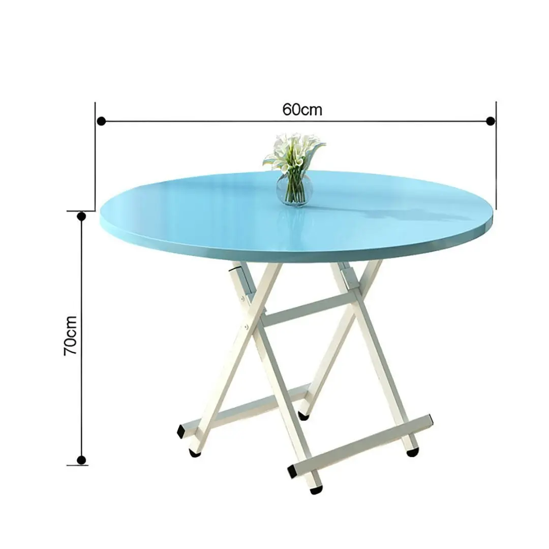 Soga Blue Dining Table Portable Round Surface Space Saving Folding Desk Home Decor