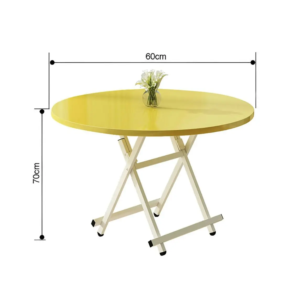 Soga Yellow Dining Table Portable Round Surface Space Saving Folding Desk Home Decor