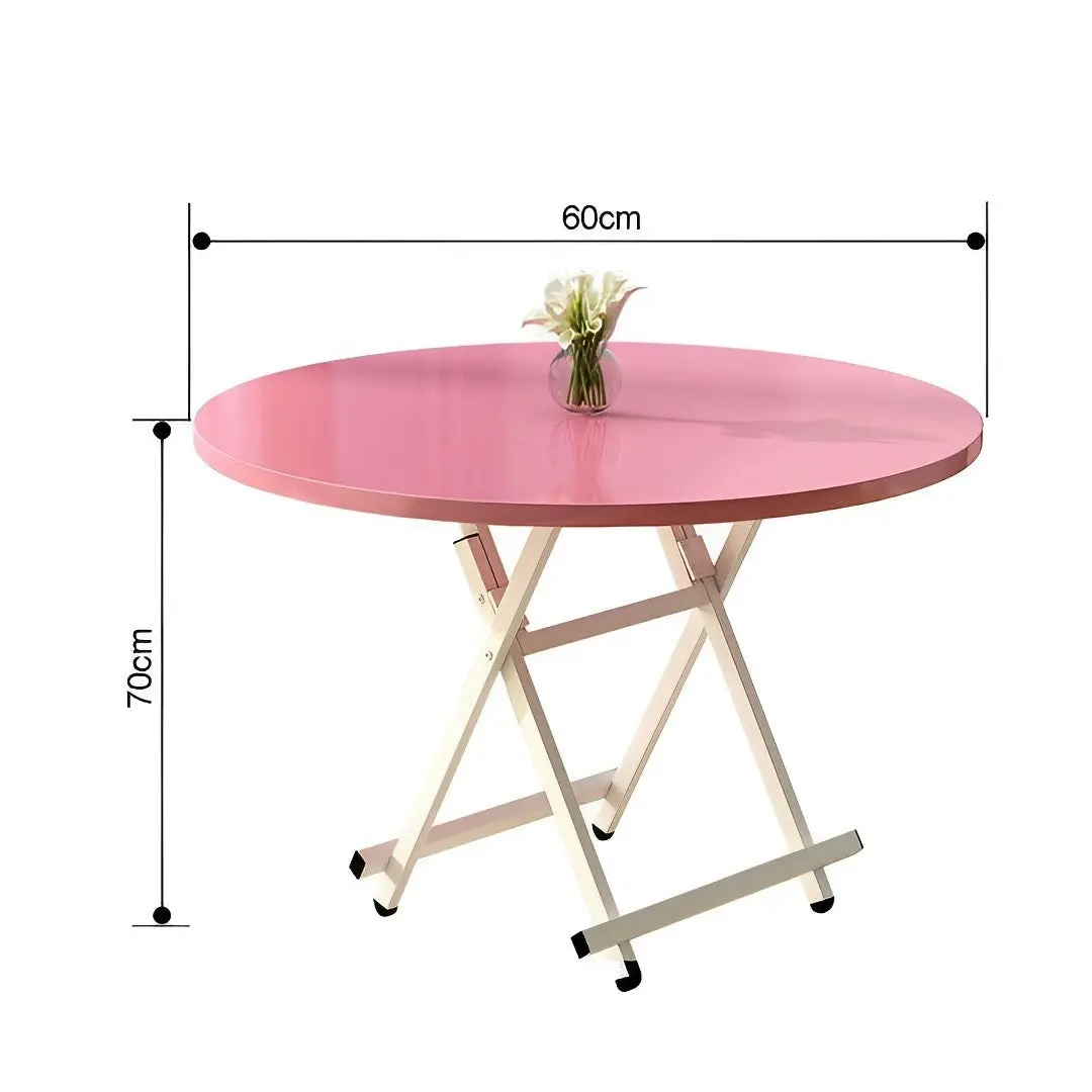 Soga Pink Dining Table Portable Round Surface Space Saving Folding Desk Home Decor