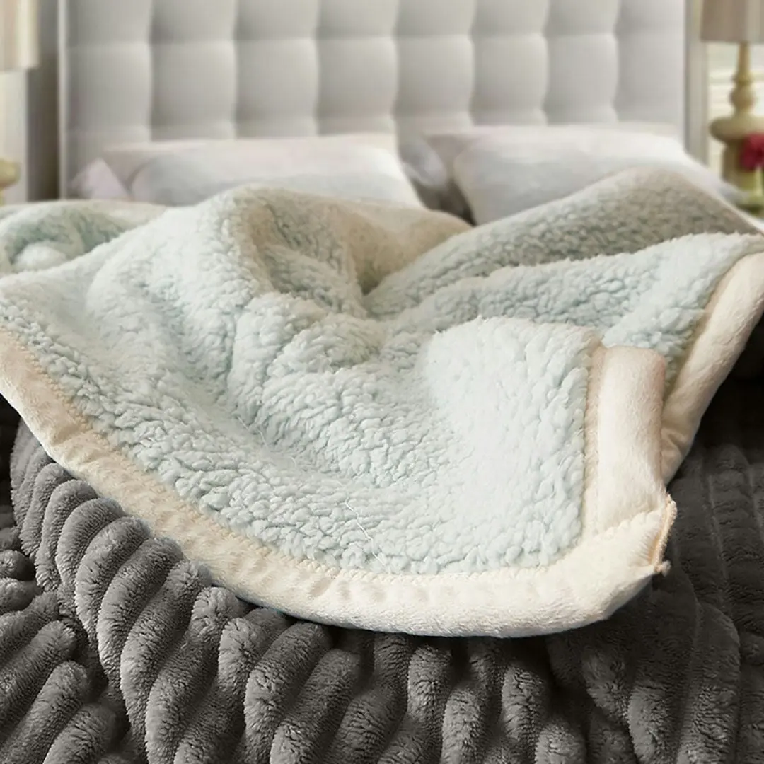 Soga Grey Throw Blanket Warm Cozy Double Sided Thick Flannel Coverlet Fleece Bed Sofa Comforter