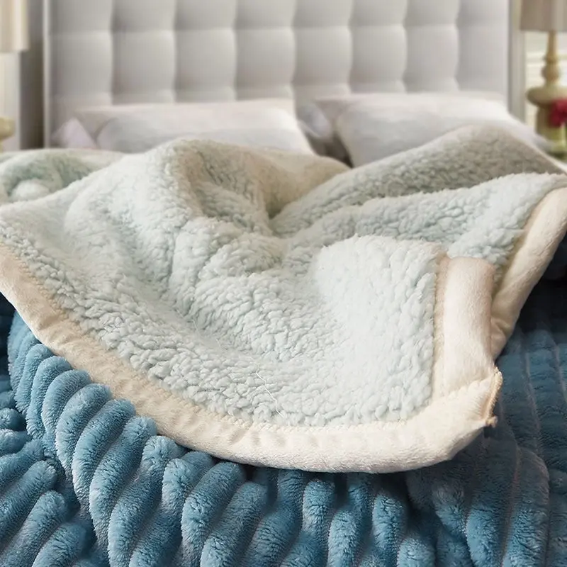 Soga Blue Throw Blanket Warm Cozy Double Sided Thick Flannel Coverlet Fleece Bed Sofa Comforter