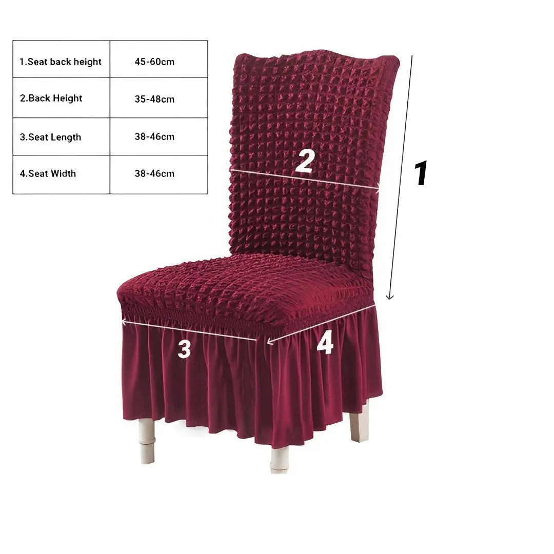 Soga Burgundy Chair Cover Seat Protector with Ruffle Skirt Stretch Slipcover Wedding Party Home Decor