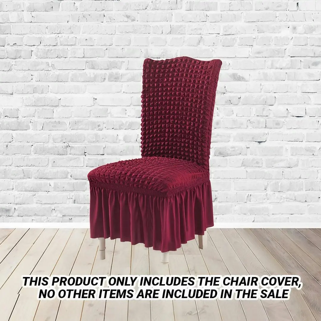 Soga Burgundy Chair Cover Seat Protector with Ruffle Skirt Stretch Slipcover Wedding Party Home Decor