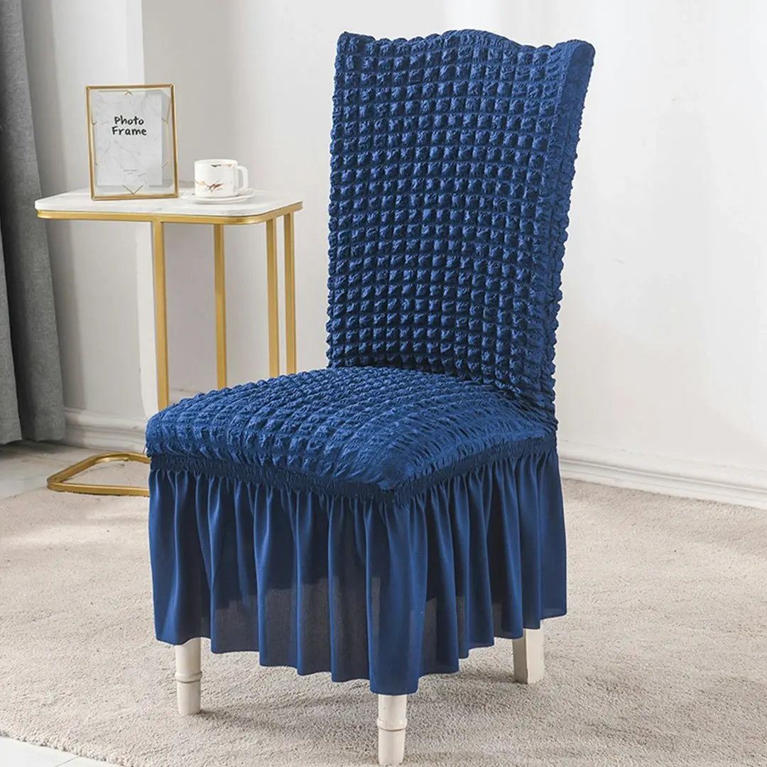 Soga Blue Chair Cover Seat Protector with Ruffle Skirt Stretch Slipcover Wedding Party Home Decor