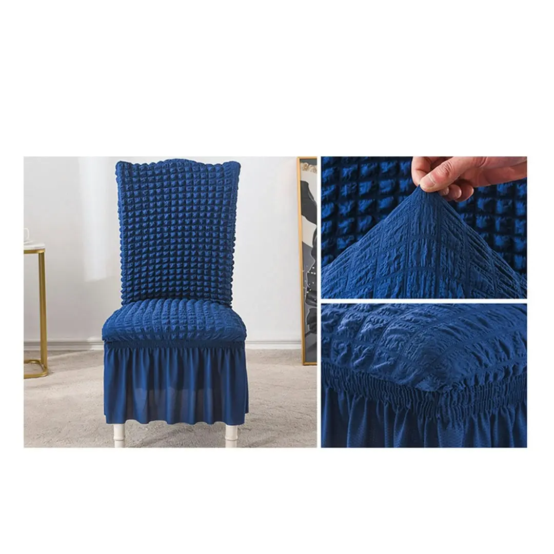 Soga Blue Chair Cover Seat Protector with Ruffle Skirt Stretch Slipcover Wedding Party Home Decor