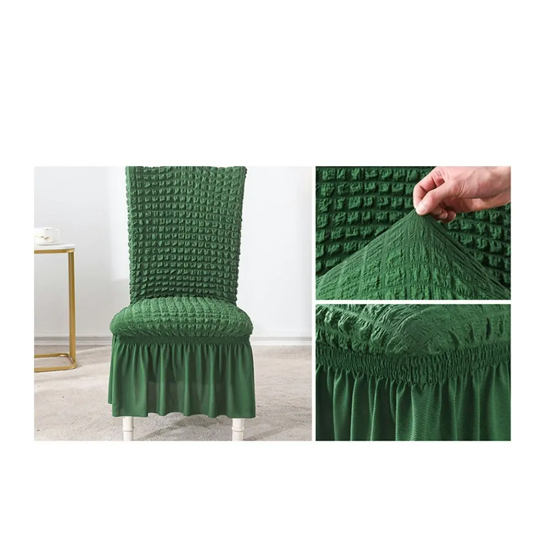 Soga Dark Green Chair Cover Seat Protector with Ruffle Skirt Stretch Slipcover Wedding Party Home Decor