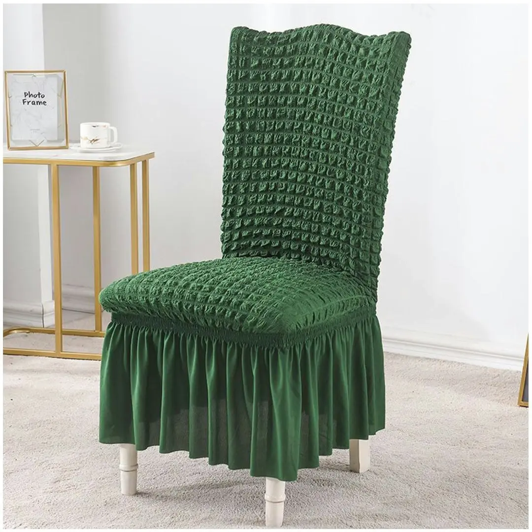 Soga Dark Green Chair Cover Seat Protector with Ruffle Skirt Stretch Slipcover Wedding Party Home Decor