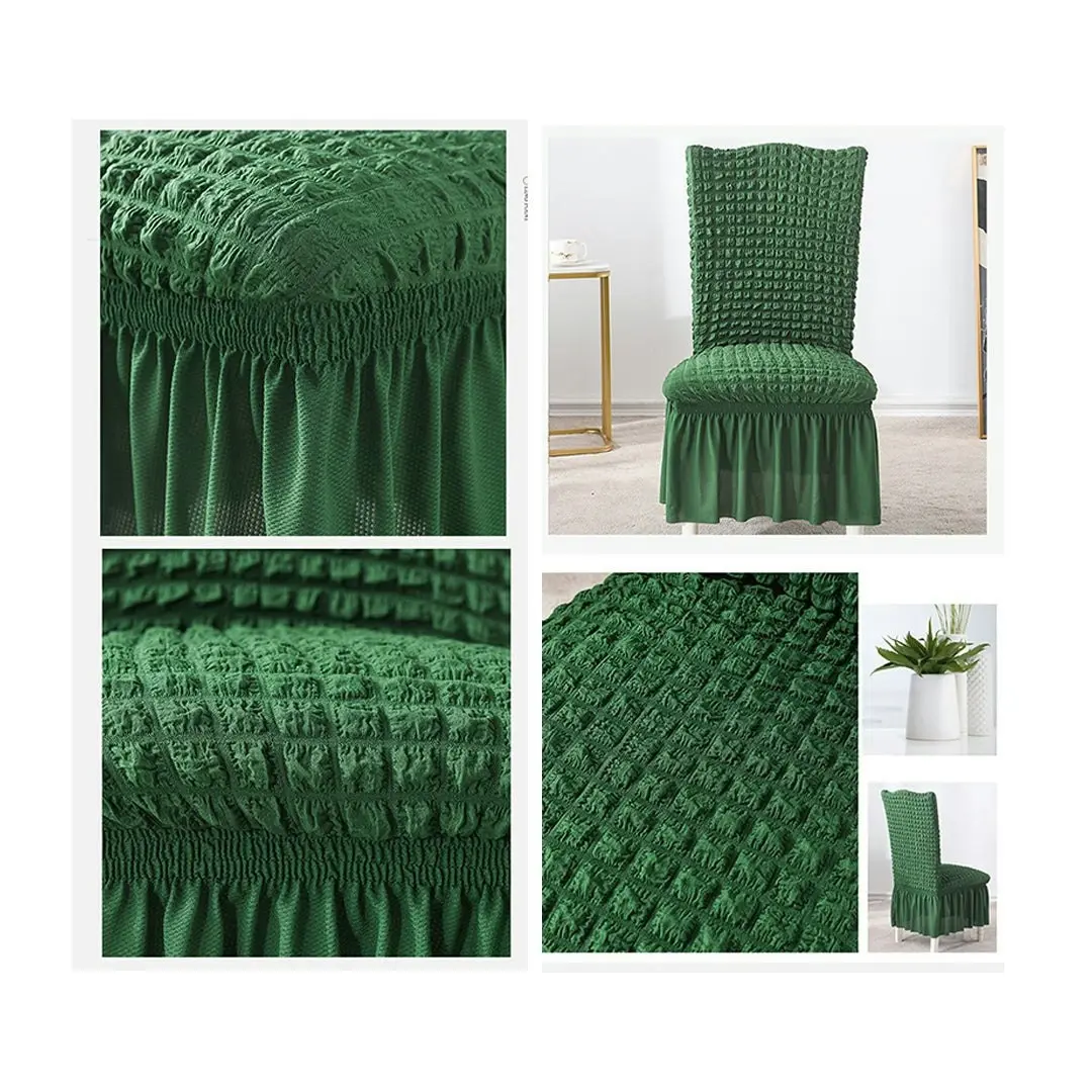 Soga Dark Green Chair Cover Seat Protector with Ruffle Skirt Stretch Slipcover Wedding Party Home Decor