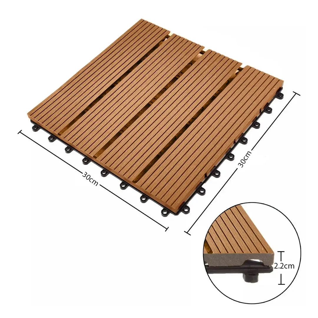 Soga 11 pcs Coffee DIY Wooden Composite Decking Tiles Garden Outdoor Backyard Flooring Home Decor