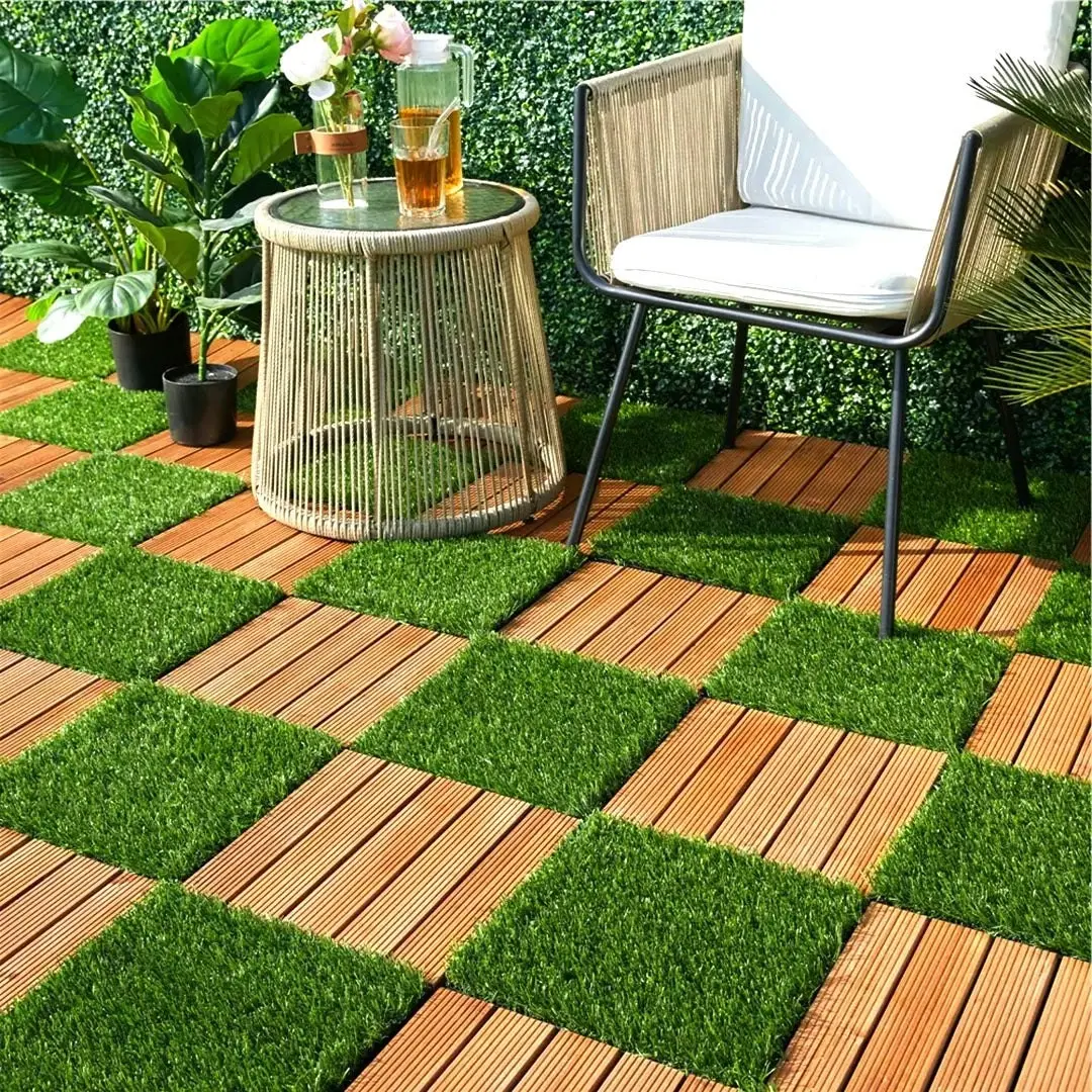 Soga 11 pcs Coffee DIY Wooden Composite Decking Tiles Garden Outdoor Backyard Flooring Home Decor