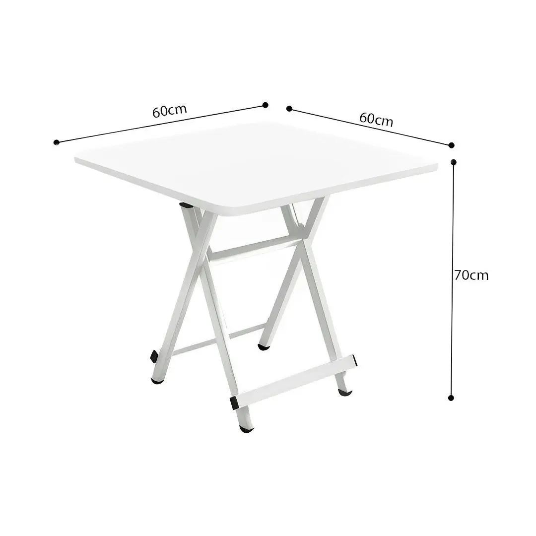 Soga White Dining Table Portable Square Surface Space Saving Folding Desk with Lacquered Legs Home Decor