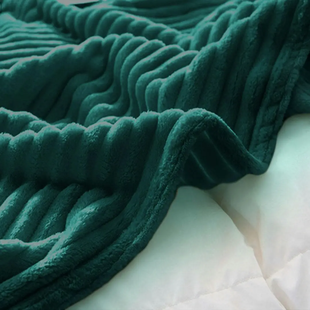 Soga Dark Green Throw Blanket Warm Cozy Striped Pattern Thin Flannel Coverlet Fleece Bed Sofa Comforter