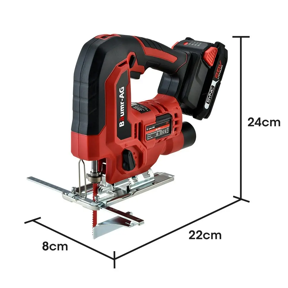 Baumr-AG 20V Cordless Jigsaw Kit with Battery Operated Tool and Fast Charger