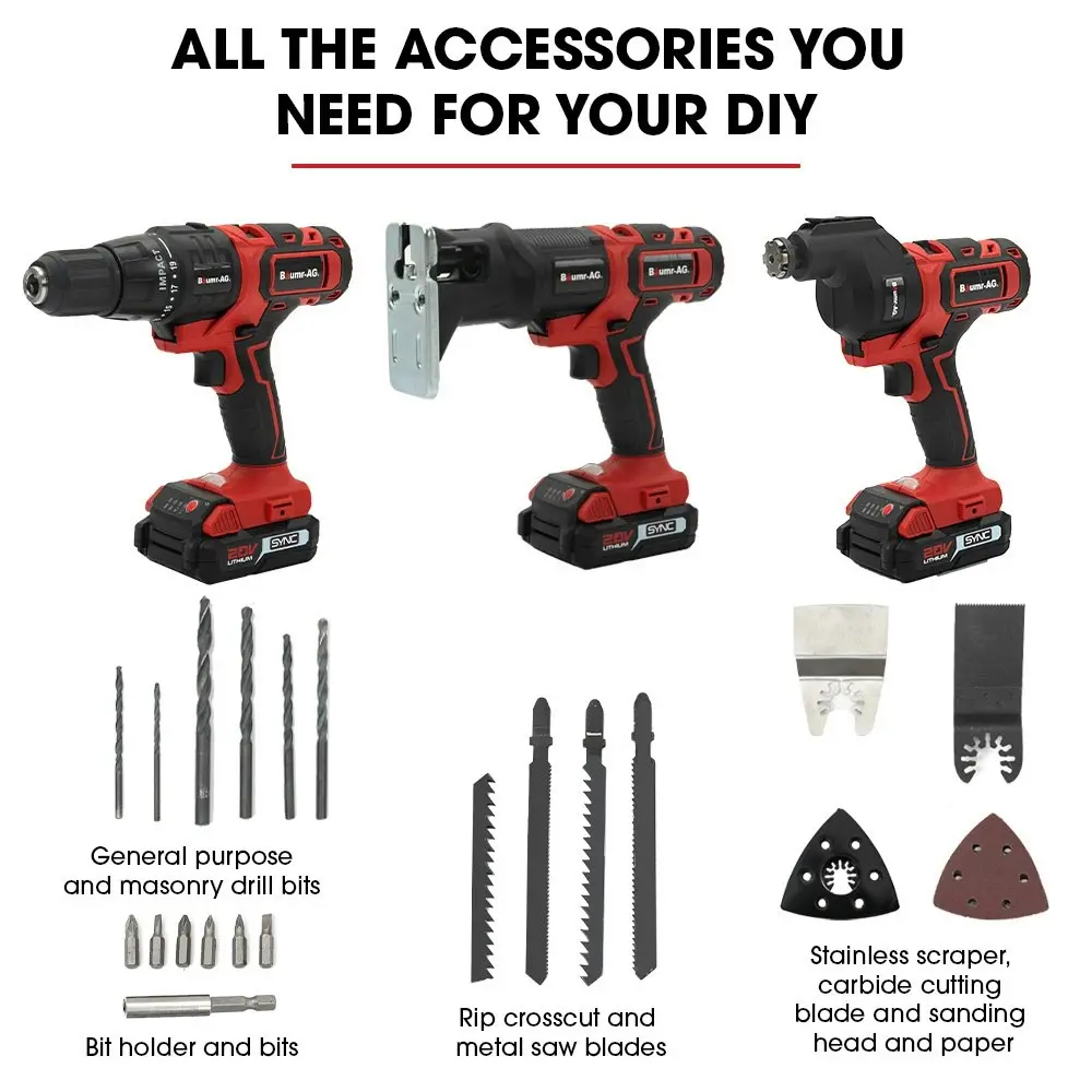 Baumr-AG Cordless MT3 20V SYNC 3in1 Combi-Tool Kit, with Battery and Charger