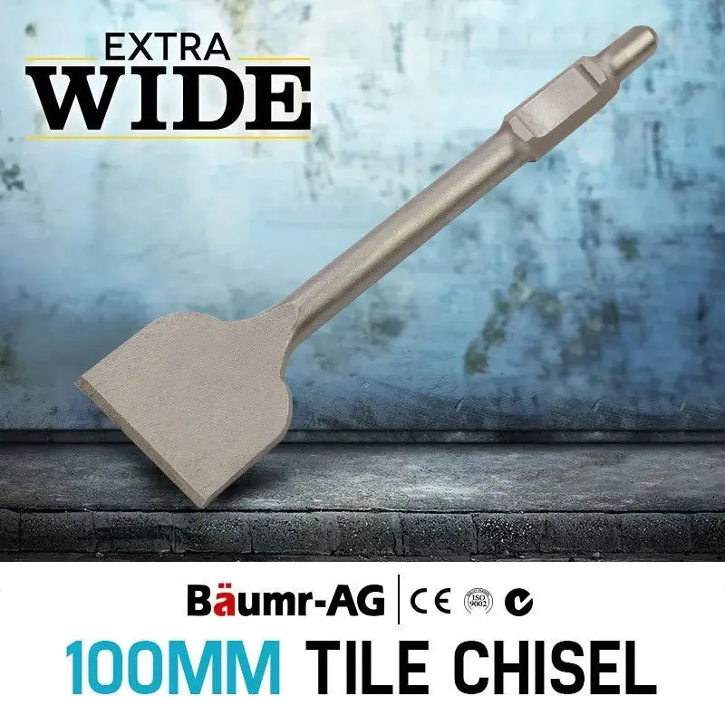 Baumr-AG 100mm Extra Wide Flat Tile Lifter Jackhammer Chisel Bit, 30mm x 410mm