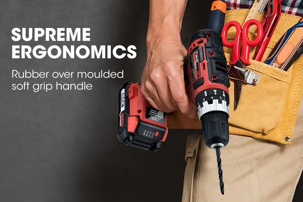 Baumr-AG 20V Cordless Drill Hammer Function Tool Kit Lithium Battery Powered Impact Driver