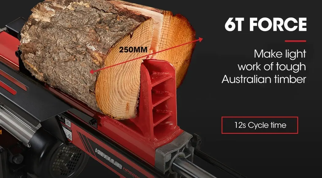 Baumr-AG 6 Ton Electric Log Splitter 6T Hydraulic Firewood Wood Timber Block Cutter Small Machine