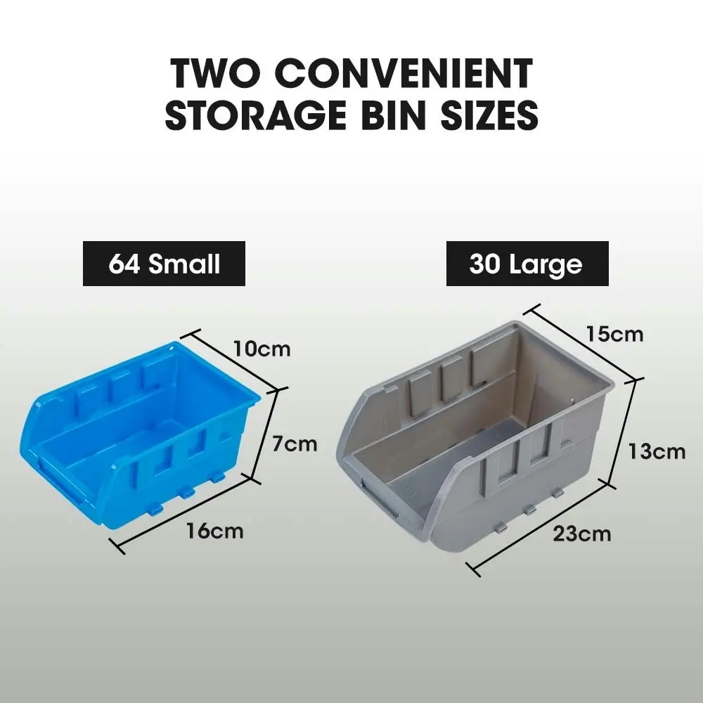 Baumr-AG 94 Parts Bin Rack Storage System Mobile Double-Sided - Blue