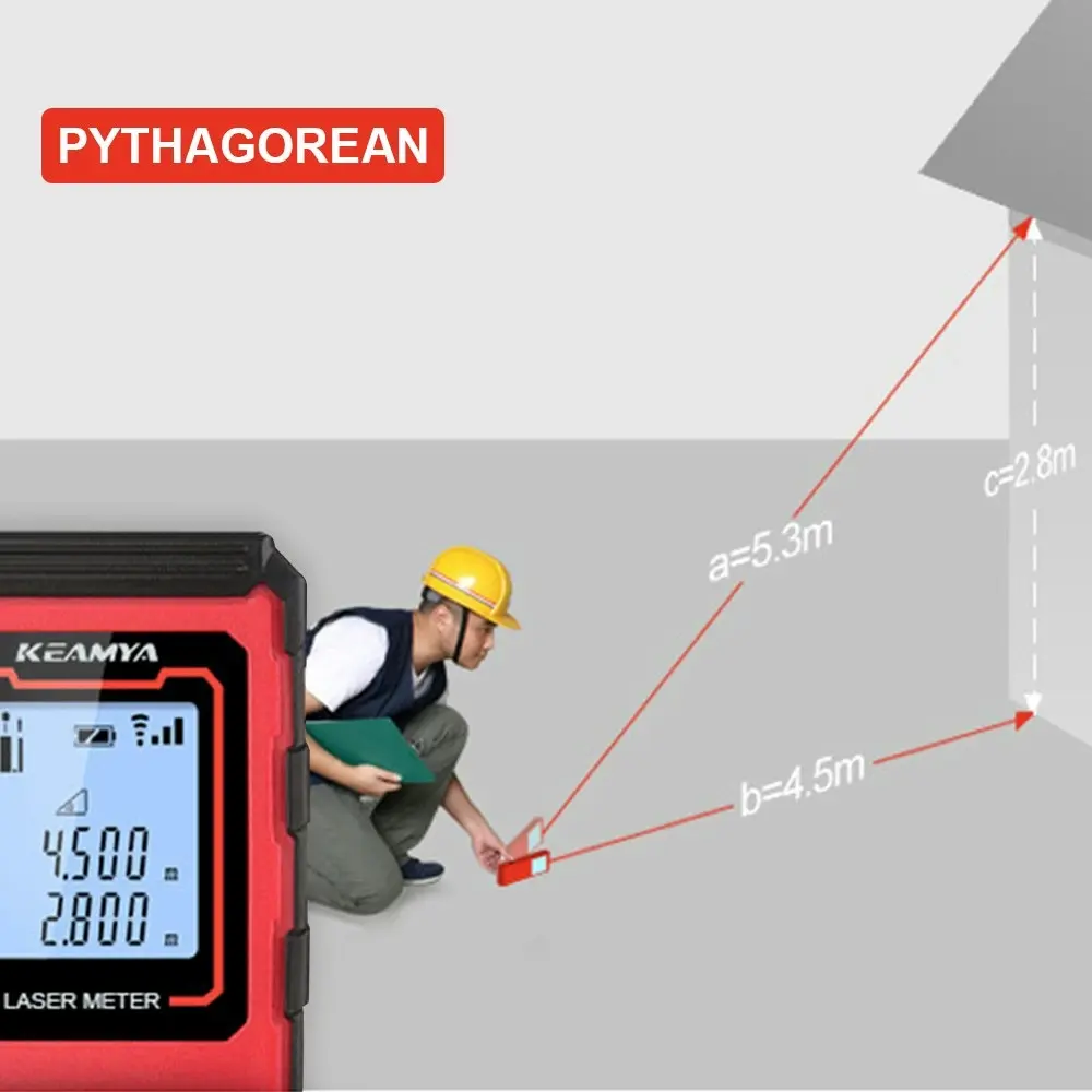 Keamya 40m Laser Distance Measurer Meter Range Finder Area Volume Digital