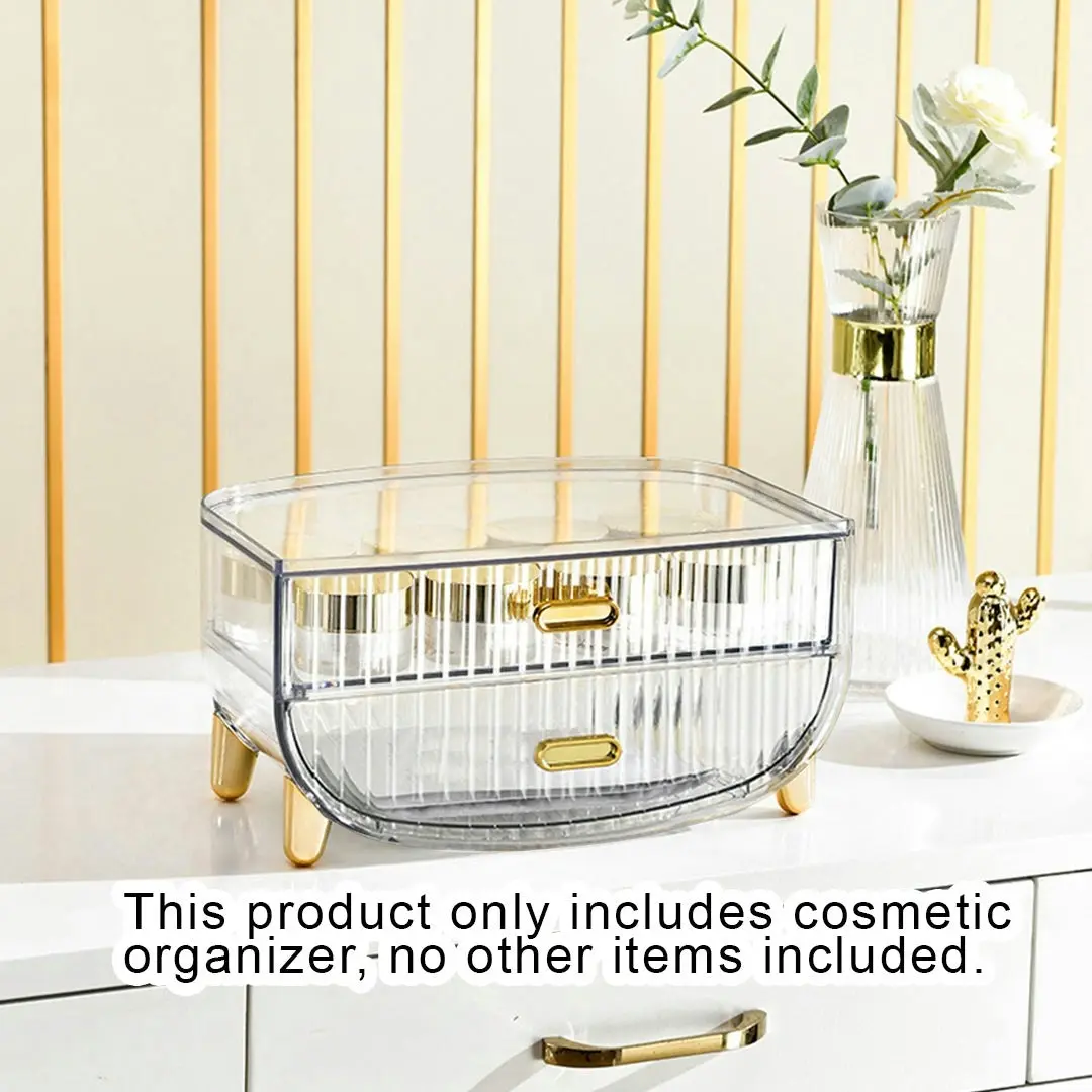 Soga 2 Tier Transparent Multifunctional Countertop Cosmetic Storage Makeup Skincare Holder Jewelry Cabinet Bathroom Desk Drawer Vanity Organiser