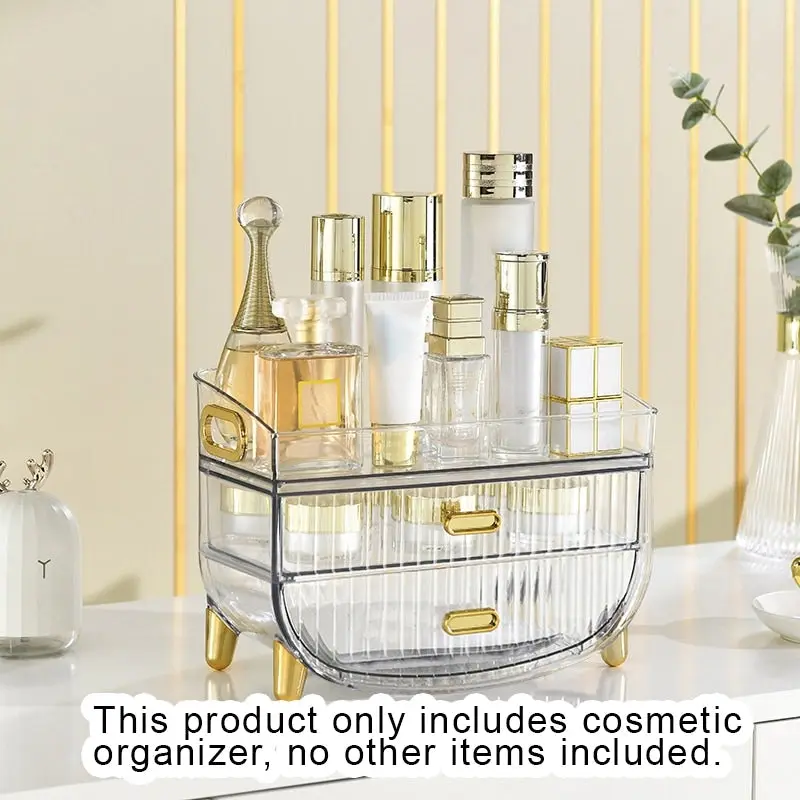 Soga 3 Tier Transparent Multifunctional Countertop Cosmetic Storage Makeup Skincare Holder Jewelry Cabinet Bathroom Desk Drawer Vanity Organiser