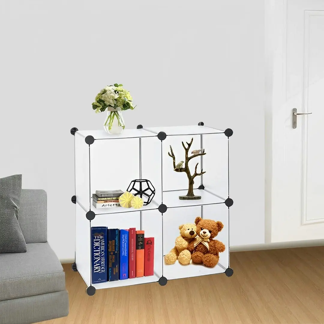 Soga 4-Cube Transparent Shelf Box Portable Cubby DIY Storage Shelves Modular Closet Organiser