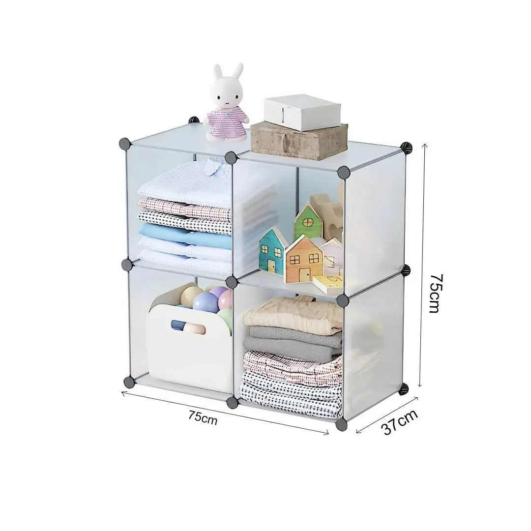 Soga 4-Cube Transparent Shelf Box Portable Cubby DIY Storage Shelves Modular Closet Organiser