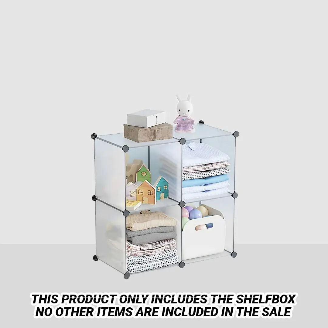 Soga 4-Cube Transparent Shelf Box Portable Cubby DIY Storage Shelves Modular Closet Organiser