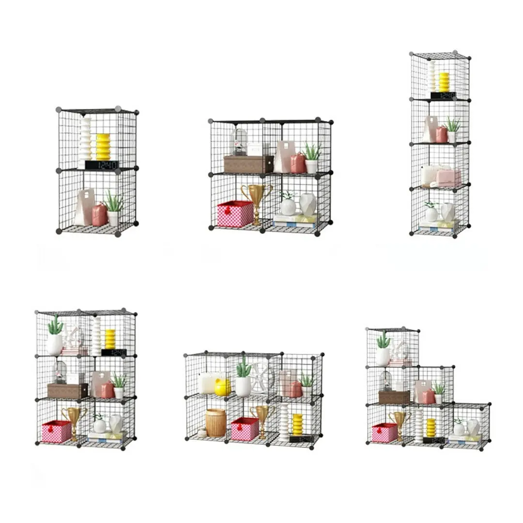 Soga Black Portable 6-Cube Storage Organiser Foldable DIY Modular Grid Space Saving Shelf