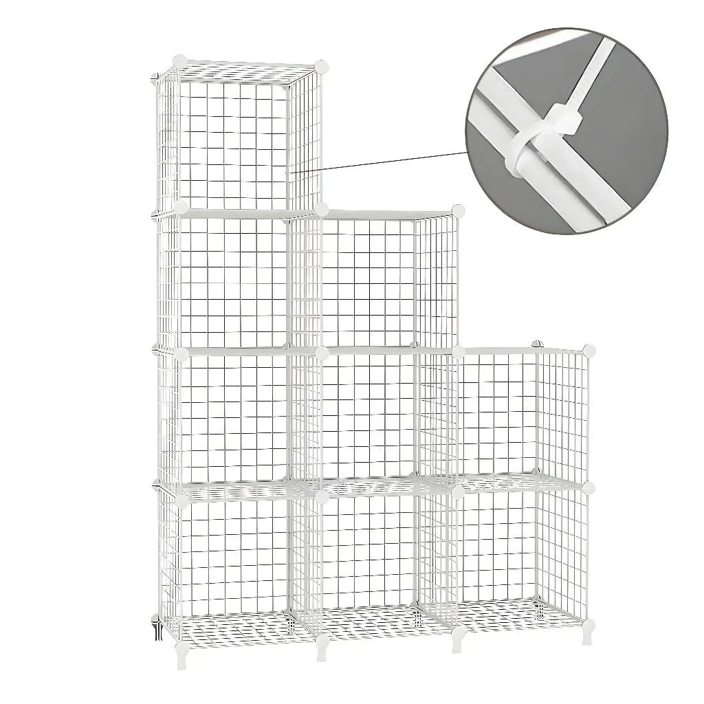 Soga White Portable 9-Cube 3 Column Storage Organiser Foldable DIY Modular Grid Space Saving Shelf 149cm