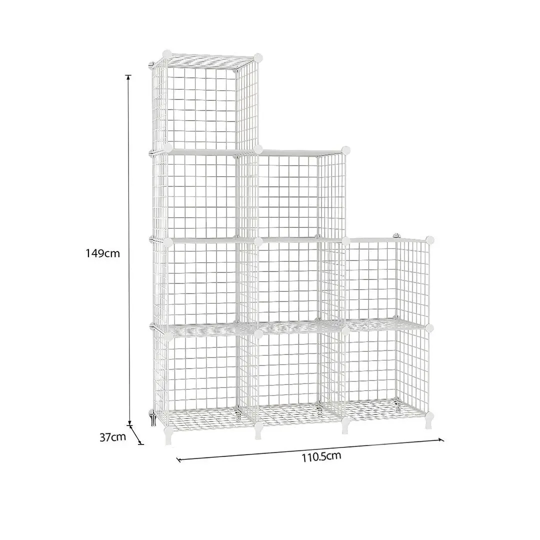 Soga White Portable 9-Cube 3 Column Storage Organiser Foldable DIY Modular Grid Space Saving Shelf 149cm